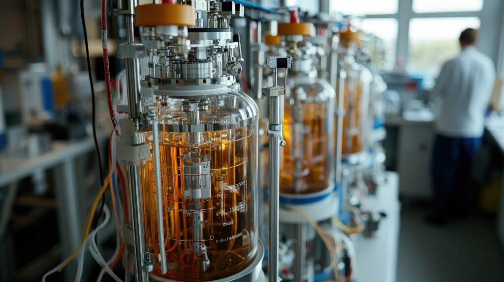 Glasreaktor im Labor mit Prozessleitungen | Chemieschläuche