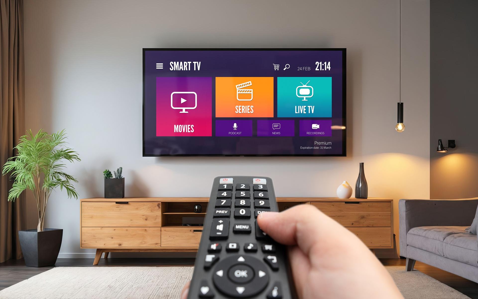 Smart-TV im modernen Wohnzimmer | Duschrückwand

