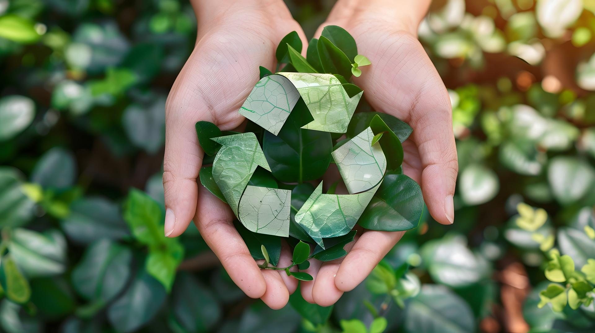 Recycling Symbol aus grünen Blättern | Bio Bettwäsche