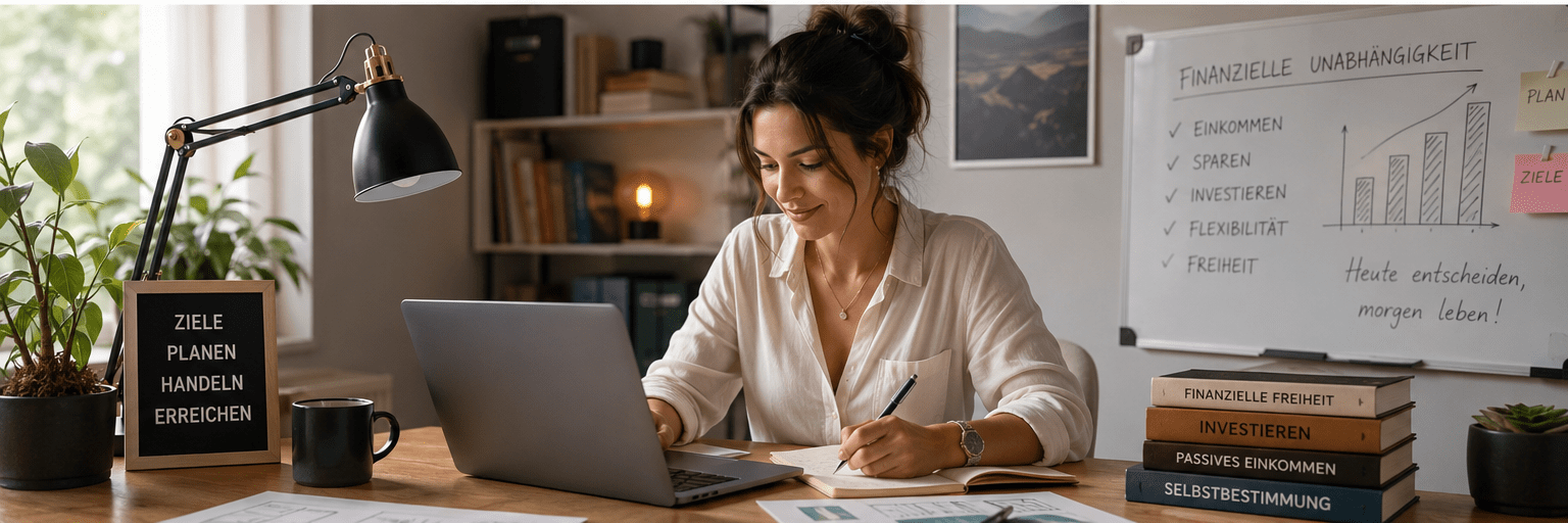 Frau am Laptop arbeitet